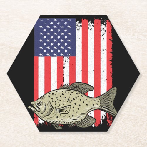 American Flag Crappie Fishing Fisherman Rod Fish Paper Coaster