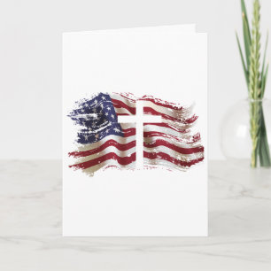 American Flag Cross For Patriotic Usa Christians G Card