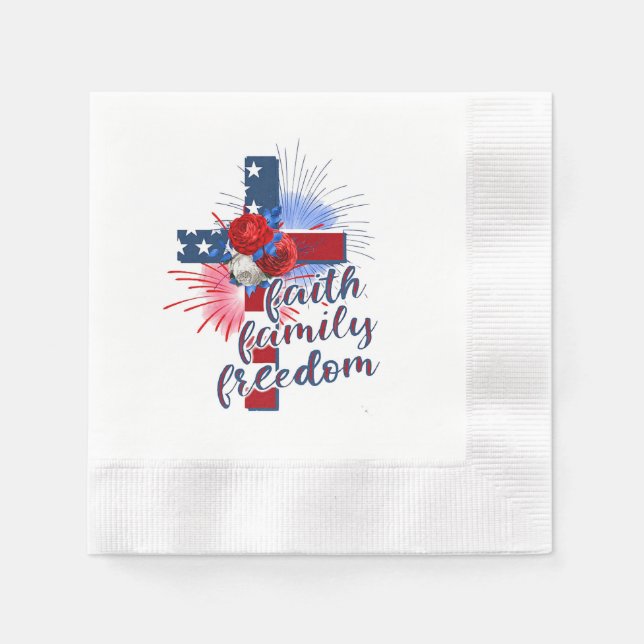 American Flag Cross Napkins (Front)