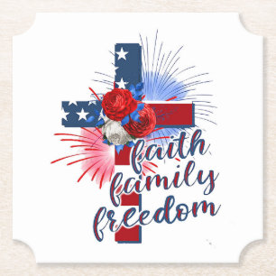American Flag Cross Paper Coaster