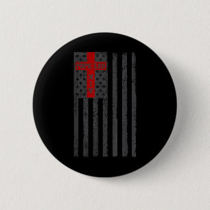 American Flag Cross Pope Leo Xiv - Catholic New Po Button