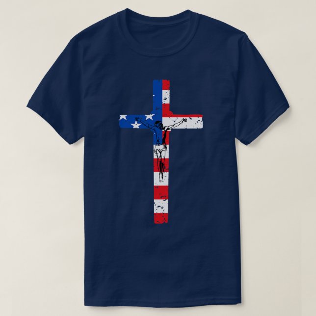 American Flag Cross Tshirt (Design Front)