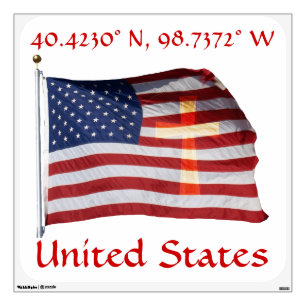 American Flag Cross Wall Decal