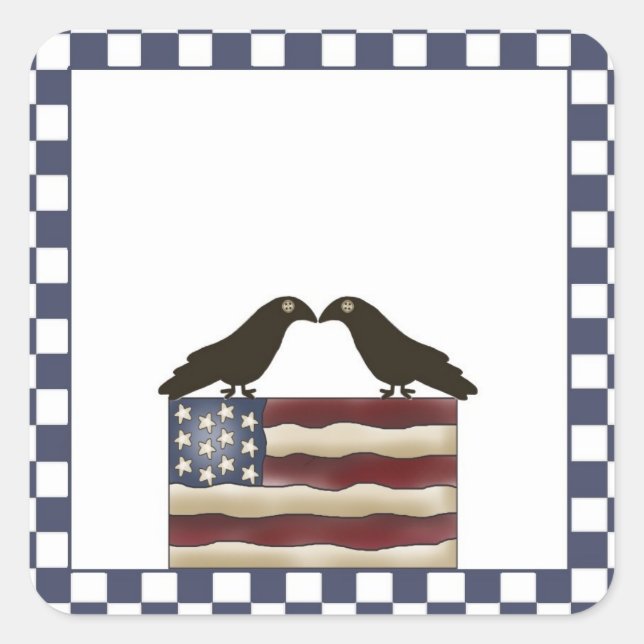 American Flag & Crows Country Themed Sticker (Front)