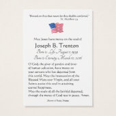 American Flag Crucifix Catholic Memorial Holy Card (Back)
