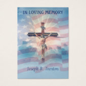 American Flag Crucifix Catholic Memorial Holy Card (Front)