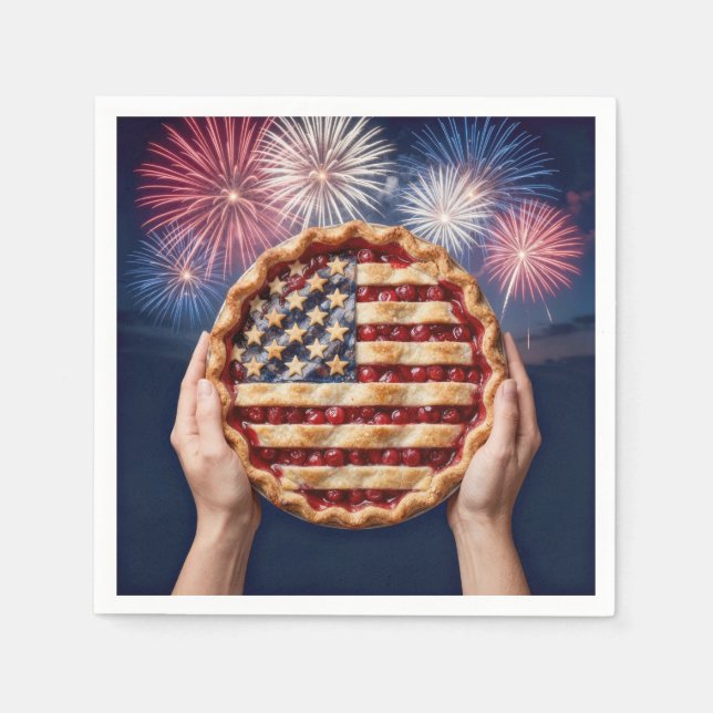 American Flag Crust on a Cherry Pie Napkins (Front)