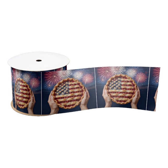 American Flag Crust on a Cherry Pie Satin Ribbon (Spool)