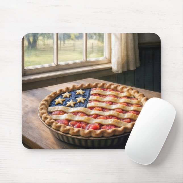 American Flag Crust On Homemade Pie Mouse Pad (With Mouse)