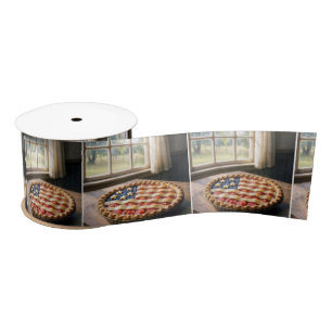 American Flag Crust On Strawberry Pie Satin Ribbon