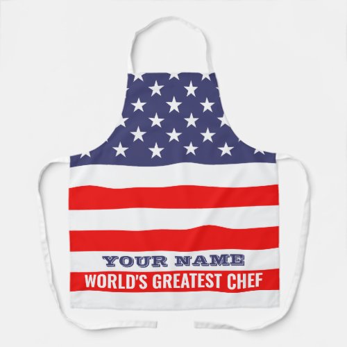 American flag custom BBQ cooking kitchen apron