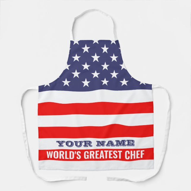 American flag custom BBQ cooking kitchen apron (Front)