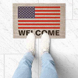American flag custom coir fiber doormat design