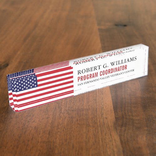 American Flag Custom Desk Nameplate