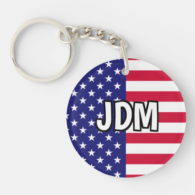 American Flag Custom Initials Keychain (Front)