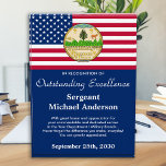 American Flag Custom Logo Military Patriotic Acrylic Award<br><div class="desc">Celebrate and show your appreciation to an outstanding military service with this USA American Flag Award - American flag in modern red white blue design. Personalize this military retirement award with soldier or police officer name, text with law enforcement department or military branch name and community, and date of retirement....</div>