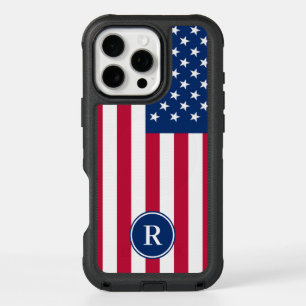 American Flag Custom Monogram iPhone 16 Pro Max Case