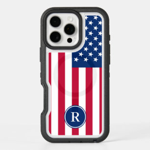 American Flag Custom Monogram iPhone 16 Pro Max Case