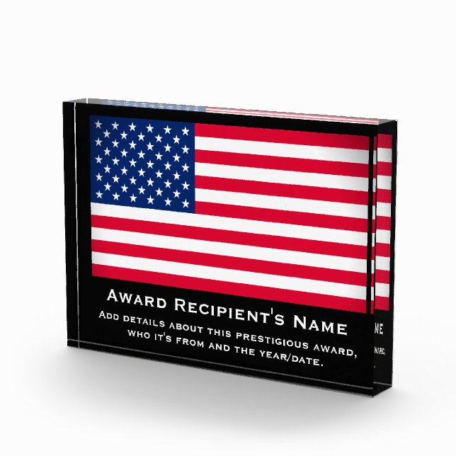 American Flag Custom Personalized Acrylic Award (Right)