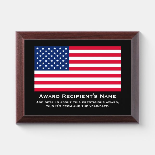 American Flag Custom Personalized Award (Horizontal)