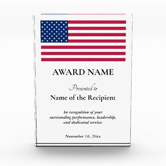 American Flag Custom Personalized Patriotic USA Acrylic Award | Zazzle.com