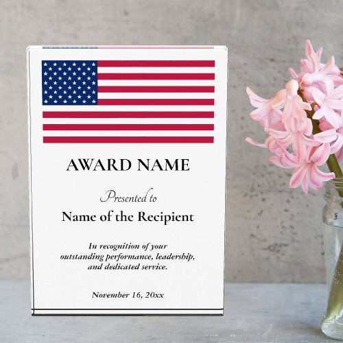 American Flag Custom Personalized Patriotic USA Acrylic Award