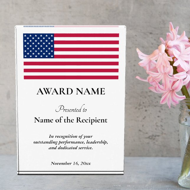 American Flag Custom Personalized Patriotic USA Acrylic Award (American Flag Custom Personalized Patriotic USA Acrylic Award)