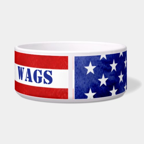 American Flag Custom Pet Name Ceramic Pet Bowl