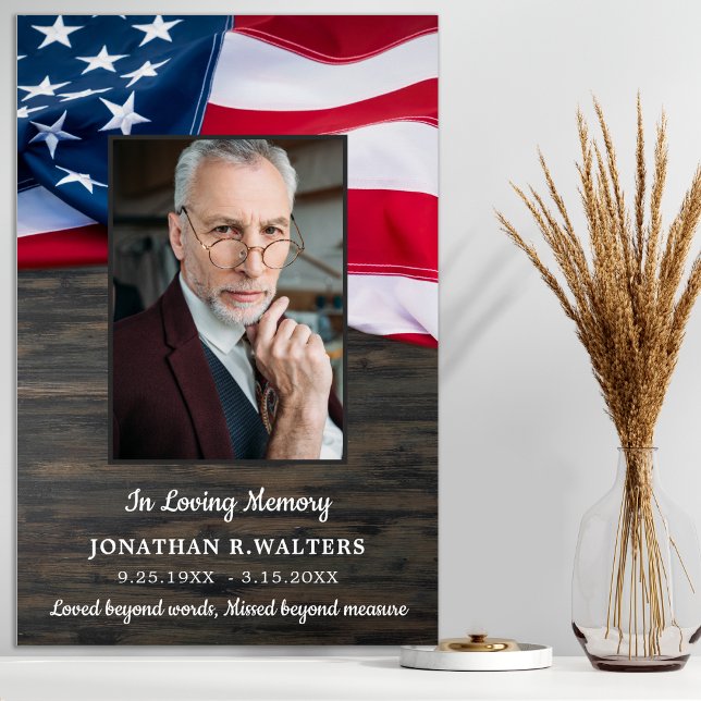 American Flag Custom Photo Patriotic Memorial Poster (Creator Uploaded)