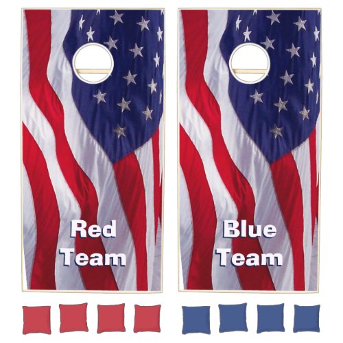 American Flag Custom Red White and Blue Cornhole Set