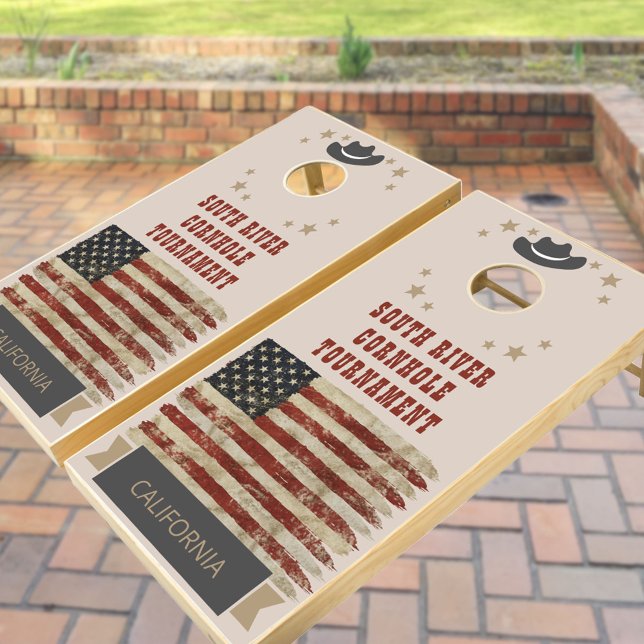 American Flag Custom State & Tournament Cornhole Set (Creator Uploaded)