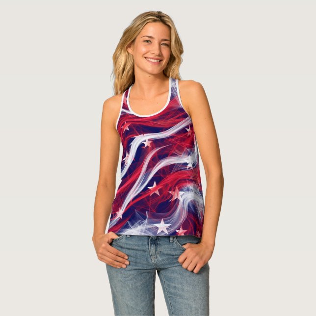 American flag Custom Women's Racerback Tank Top (Front Full)