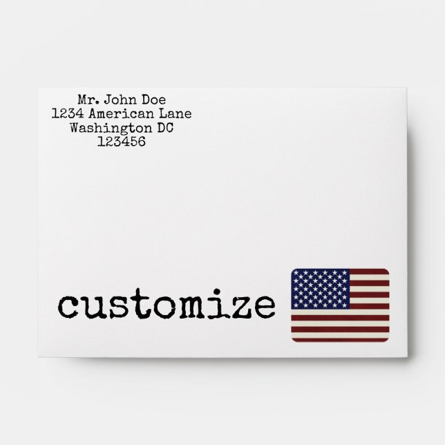 American Flag Customizable Envelope (Front)