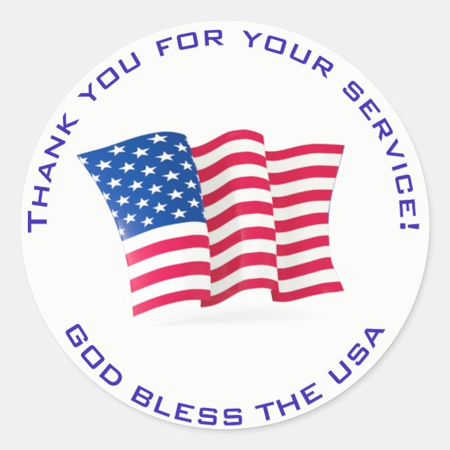 American Flag Customize Your Own Text Classic Round Sticker (Front)