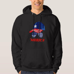 American Flag Cute Sunglasses And Cap Hoodie