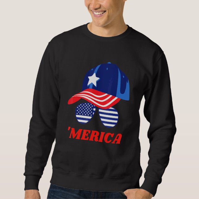 American Flag Cute Sunglasses And Cap Sweatshirt (Front)