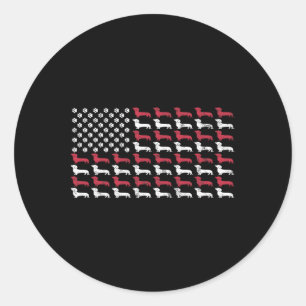 American Flag Dachshund Patriotic Dog Men Women 4t Classic Round Sticker
