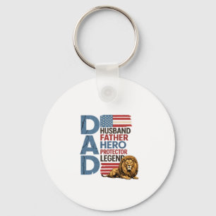 American Flag Dad Lion Patriotic Keychain