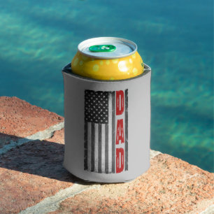 AMERICAN FLAG, DADDY, 4TH OF JULY, FATHERS DAY CAN COOLER