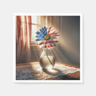 American Flag Daisy In Glass Vase Napkins
