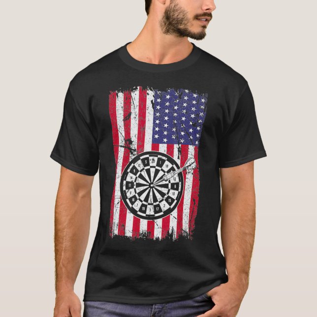 American Flag Dart Board Shirt USA Darts League (Front)