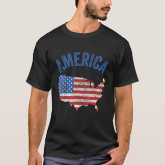 American Flag Day Map 4Th Of July USA Patriotic Sy T-Shirt