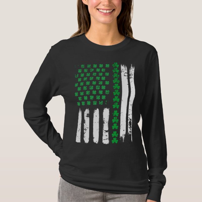 American Flag DayShamrock USA Flag St Patick s day T-Shirt (Front)