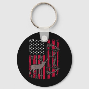 American Flag Deer Bow Hunting Keychain