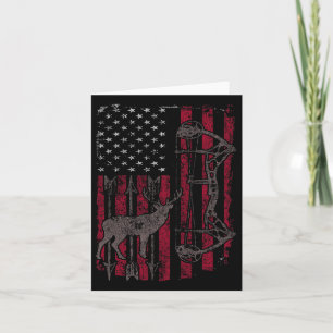 American Flag Deer Bow Hunting Patriotic Distresse Card