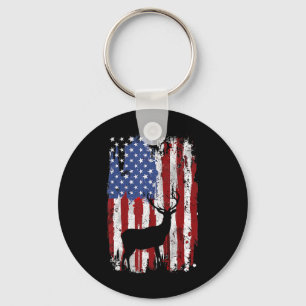 American Flag Deer Hunters Deer On American Flag Keychain