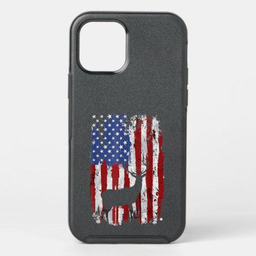 American Flag Deer Hunters Deer on American Flag OtterBox Symmetry iPhone 12 Pro Case