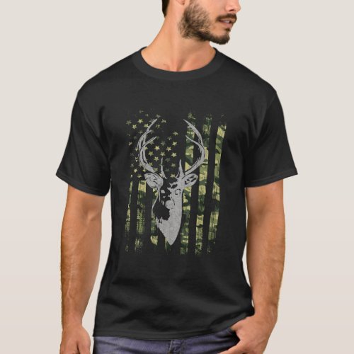 American Flag Deer Hunting American Camo Vintage U T_Shirt