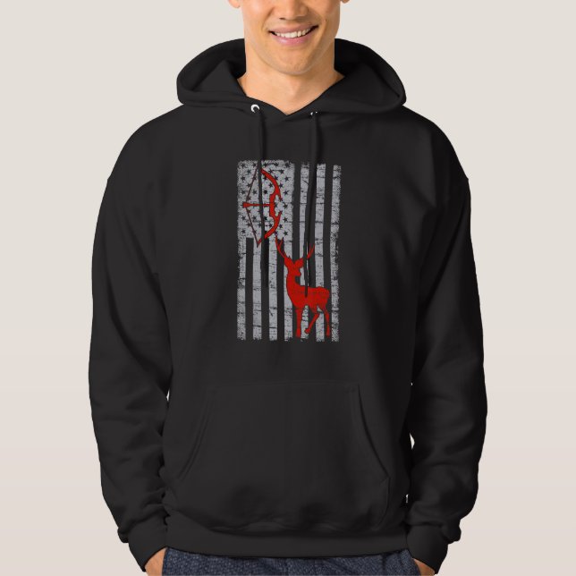 American Flag Deer Hunting Bow Hunting   For Women Hoodie (Front)