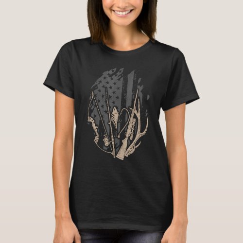 American Flag Deer Hunting Fishing Usa Hunter Patr T_Shirt